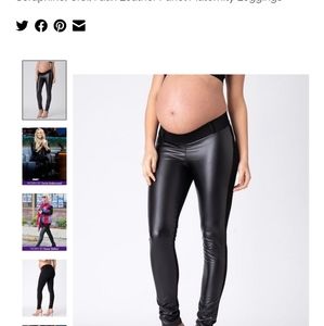 Faux leather panel maternity leggings